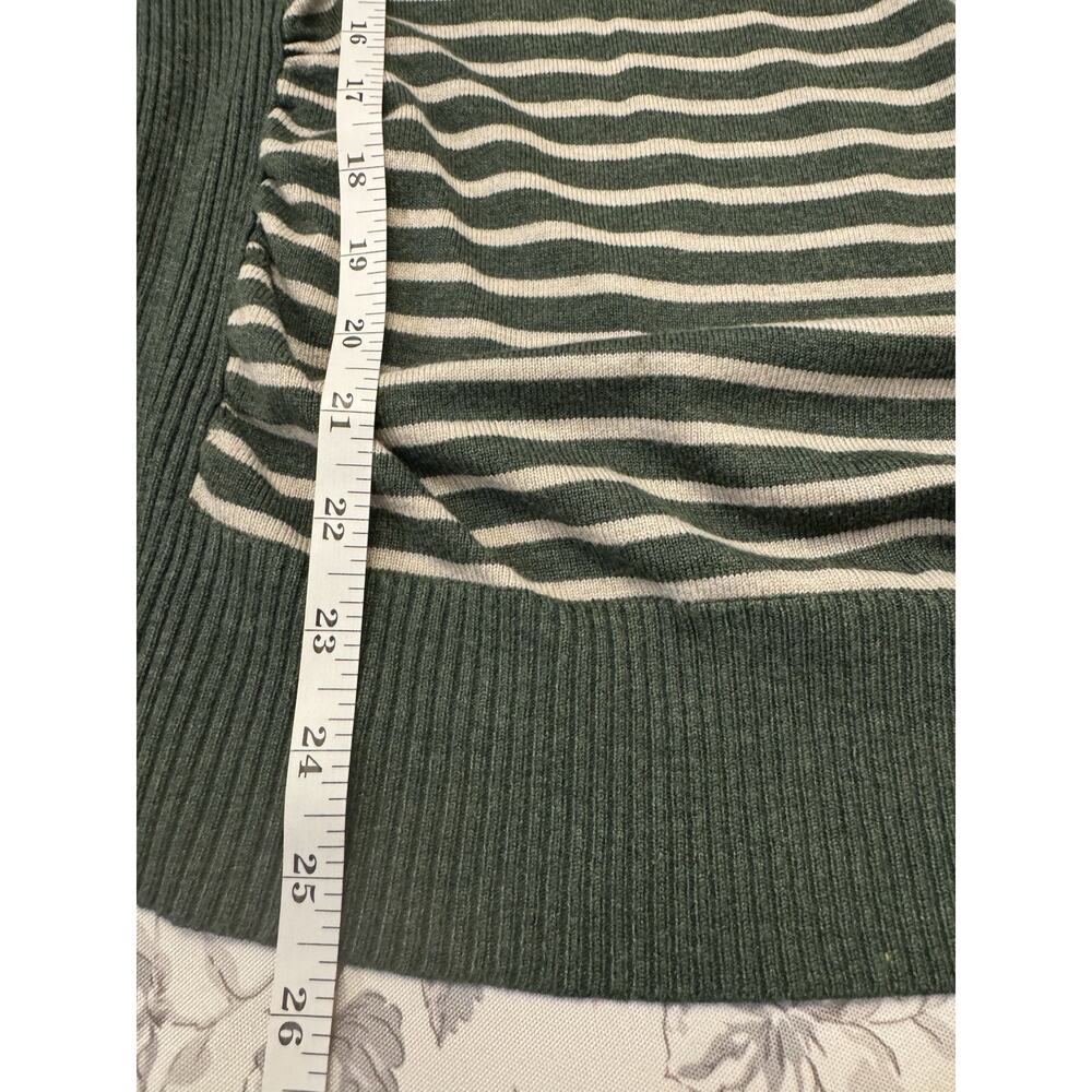Women's 89th & Madison Green Cream Stripe Knitted Sweater Sz XL - Picture 11 of 13
